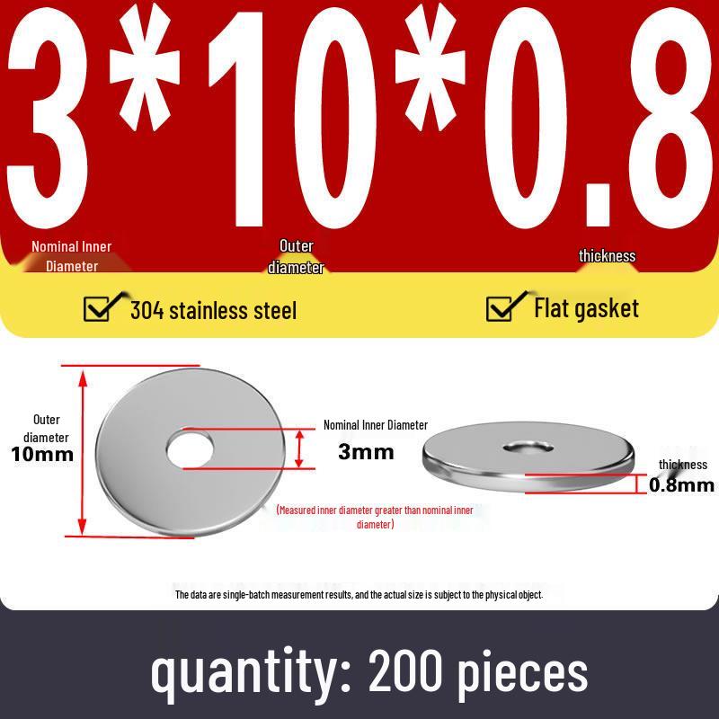 Plochá podložka z nerezové oceli 304 pro nastavení vůle hřídele (0,1/0,2/0,3 mm)