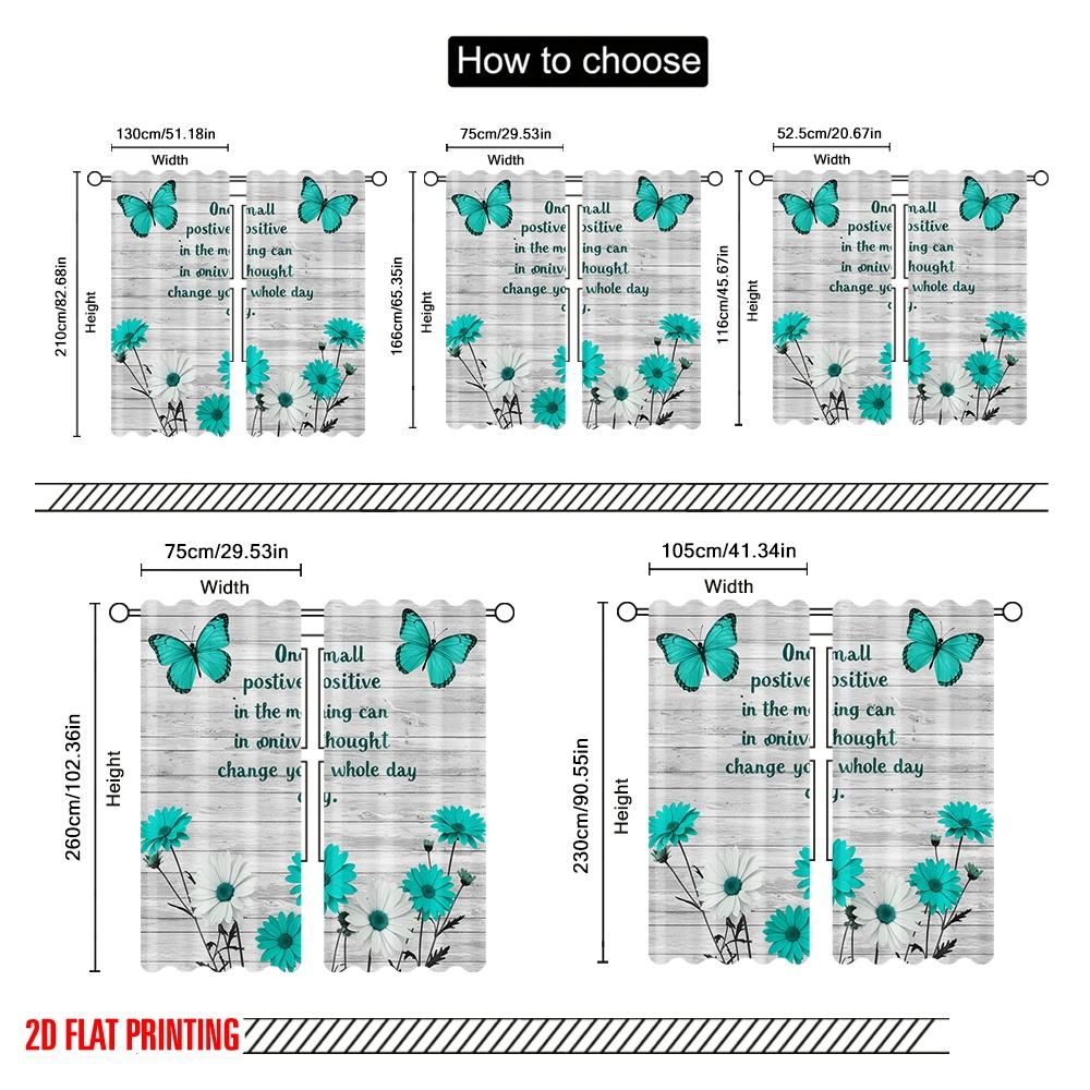 2pcs 2D flat printing Drapes Positive Thought Change Day Butterflies 100% Polyester Without Electricity Birthday Party Perfect