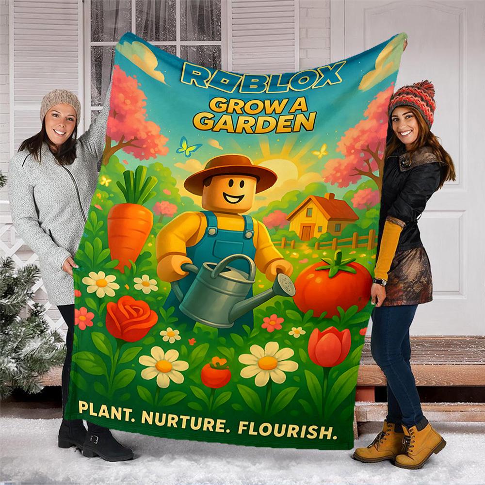 

1pc Roblox Outdoor Flannel Blanket, Cozy & Warm Soft Te Playful Design, Napping Camping, 150x200cm