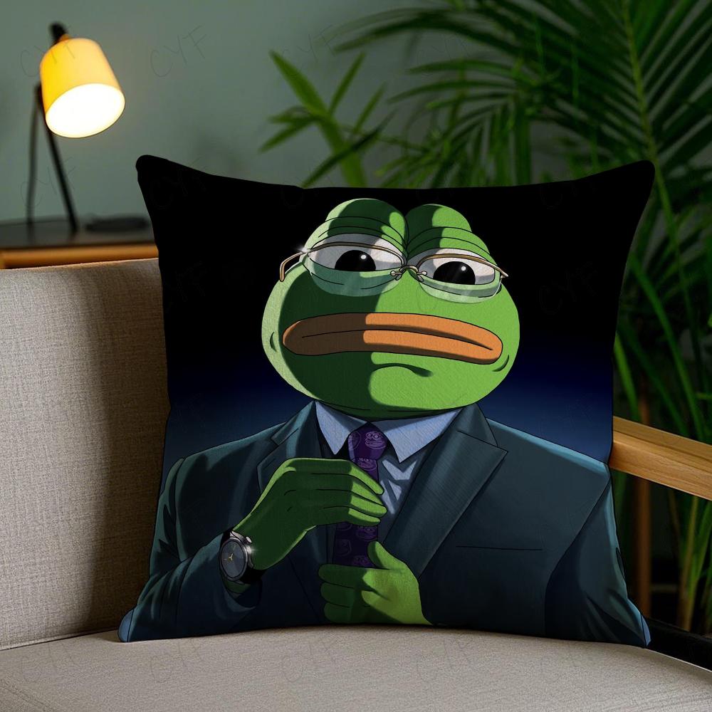 

Sad Frog P-Pepe Pillow Case Anti-dustmite Pillowcase Invisible zipper silky short plush Sofa cushion cover 16x16Inch