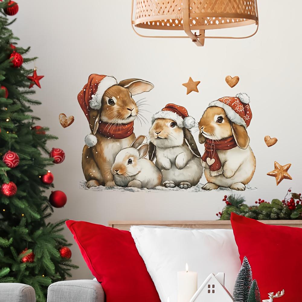1pc Christmas Sticker with Bunny Design - Removable Waterproof  Decal for Wall Art, room decoration room decor aesthetic