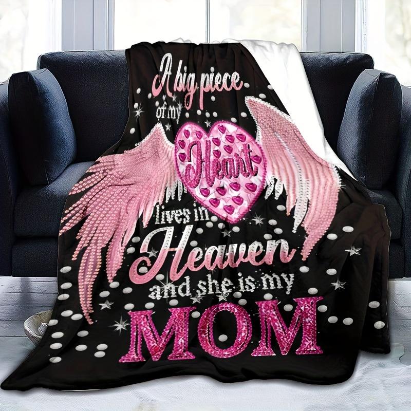 Wings of Love Flannel Blanket for Mom - Ultra Soft & Warm All-Season Throw for Sofa/Bed/Travel, Heartfelt Gift