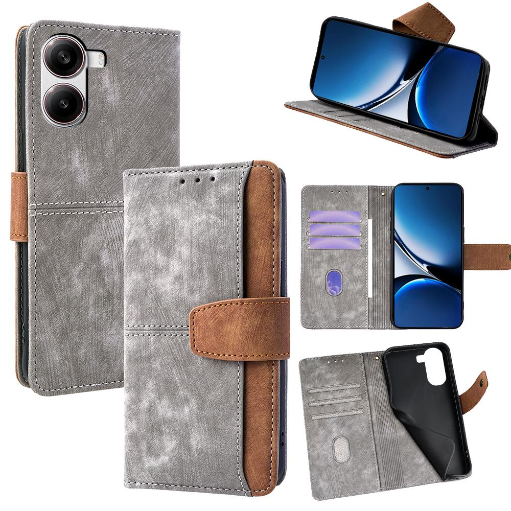 For Xiaomi Poco X7 Pro 5G/Redmi Turbo 4 5G Case RFID Blocking Color Splicing PU Leather Wallet Phone Cover