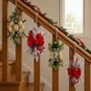 Vertical Droplet Shaped Christmas Pine Needle Swag Wreath Without/with Light with Big Bow Door Window Stairs Decoration