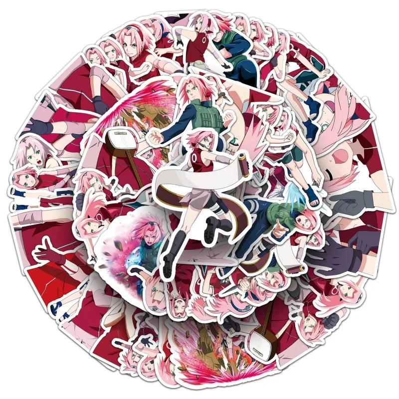 Haruno Sakura Stickers Naruto 50 Pcs Anime Waterproof Decoration Luggage Laptop Notebook Phone Case Stickers Decorations