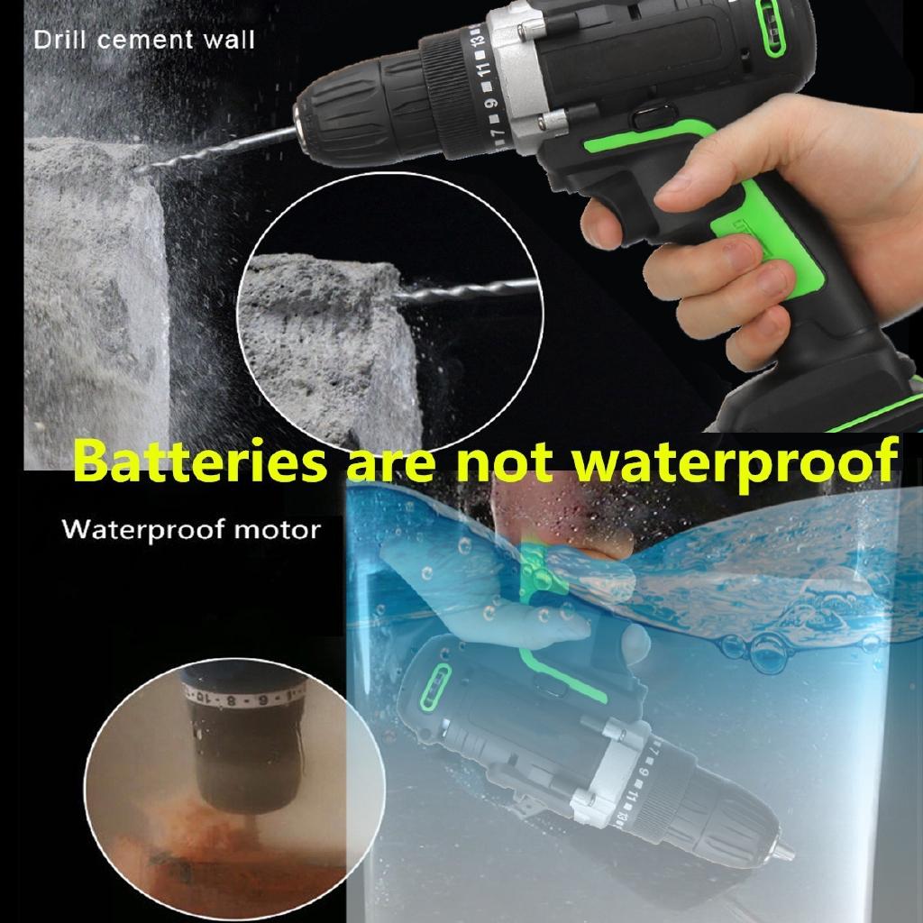 AC 100-240V 48V Brushless Cordless Electric Drill Double Speed 15+1 Torque LED Lighting 5000mAh 2 battery Rechargeable