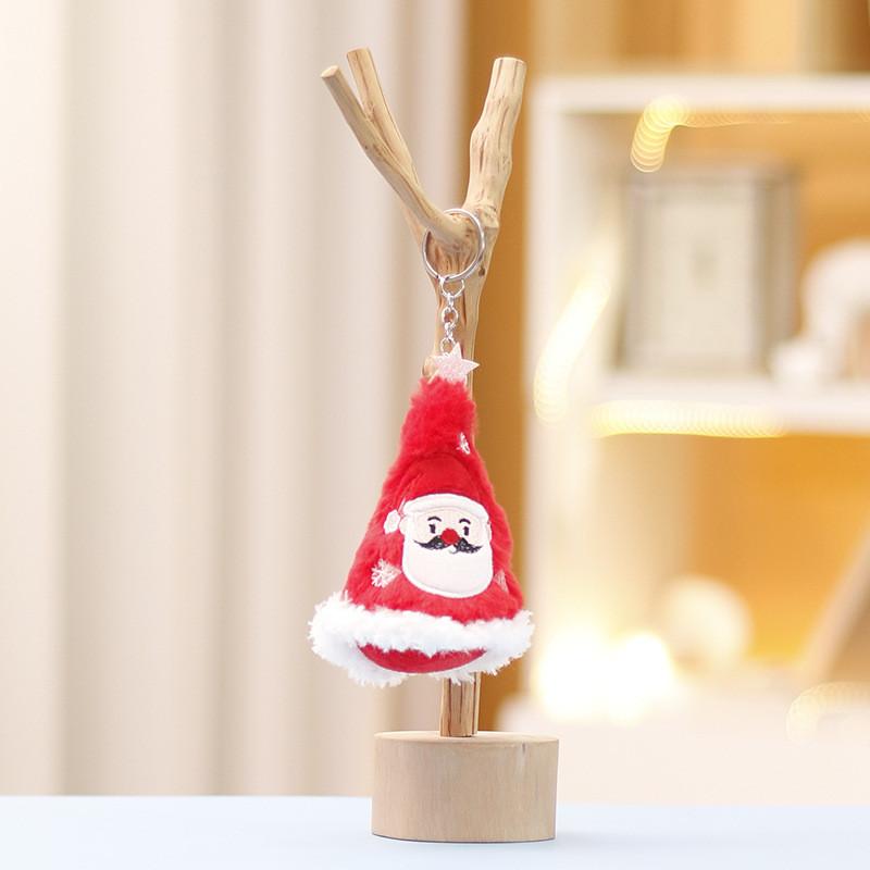 Santa Christmas Tree Hat Plush Keychain Toy Cartoon Decorations Doll Pendant
