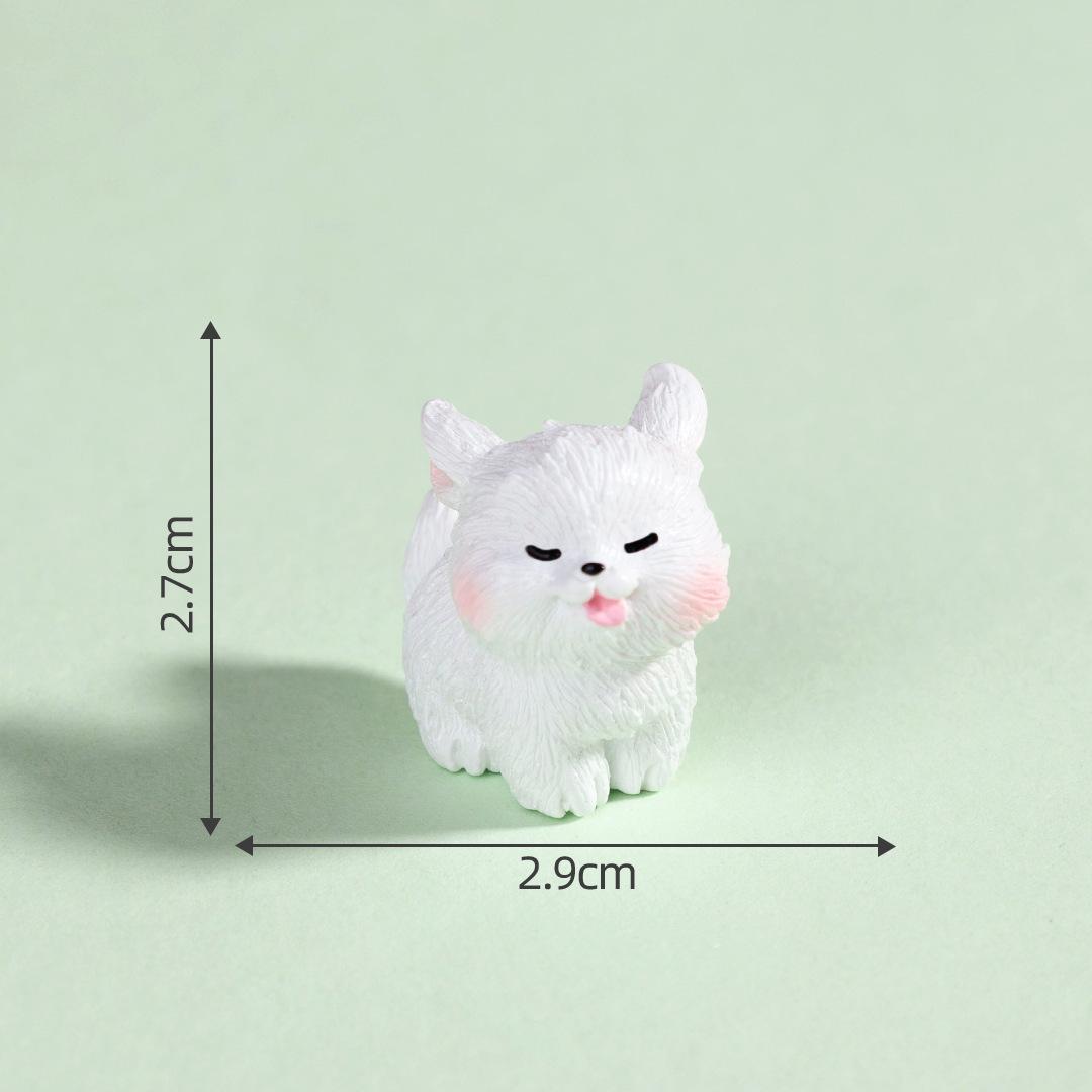

Милая белая бегущая фигурка щенка из 3D смолы, домашний питомец, собака бишон-фризе, настольное украшение, садовые моховые миниатюры, сценические DIY украшения about 3cm