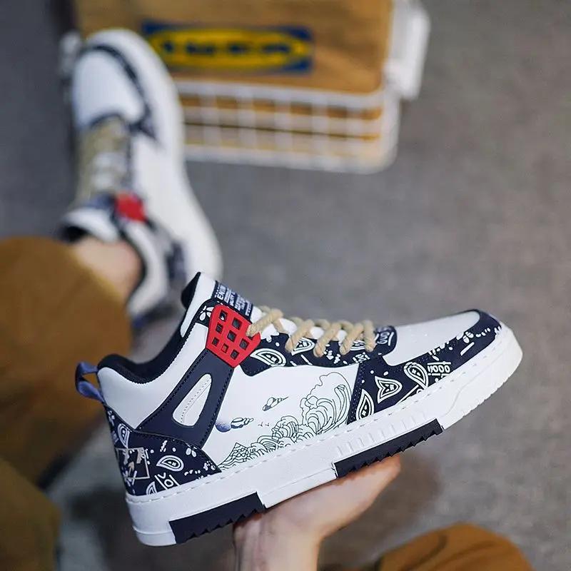 Cashewblüten High-Top-Board-Schuhe für Herren Frühling und Herbst 2024 Neuer Trend Vielseitige Jugend-Sport-Freizeitschuhe Schuhe für Herren