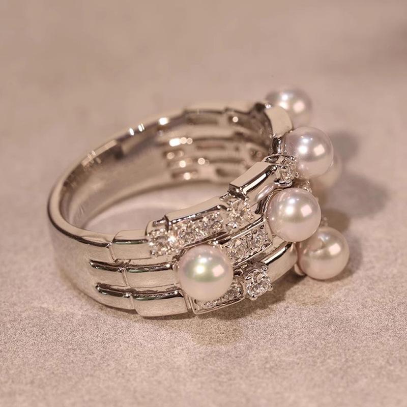 French romantic baroque pearl closed ring, girls wear ins index finger ring light luxury high-end ring