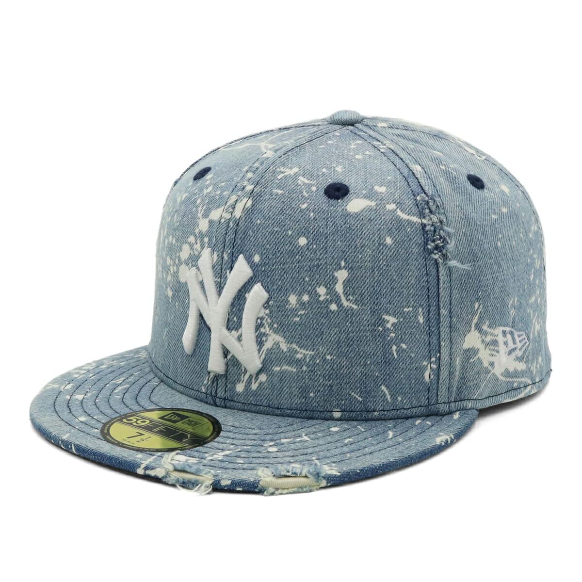 

New Era newera cap 59FIFTY 14551039 NER34C1618 MLB New York Yankees NY washed denim blue Splash paint Denim ONSPOTZ special order Men s Women s hat