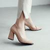 Women's High-heeled Single Shoes Spring and Summer New Thick-heeled Large-size Shallow-mouth Pointed Shoes Four-season Shoes