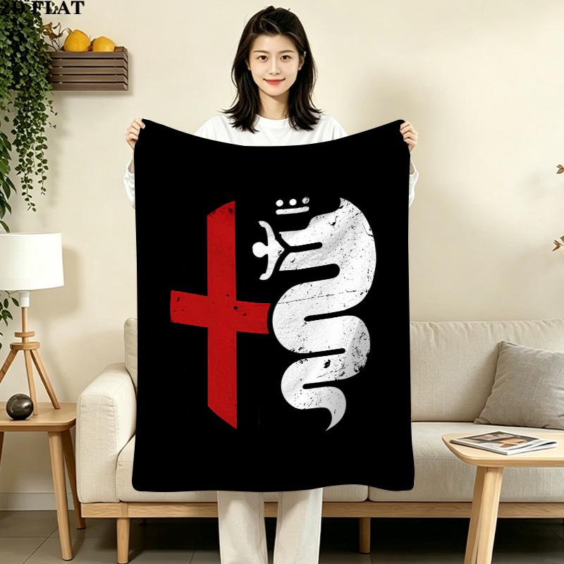 1PC Alpha Romeo Patterned Flannel Blanket Suitable For All Seasons For Home Decor Warmth And Comfort Gifts Holiday Present