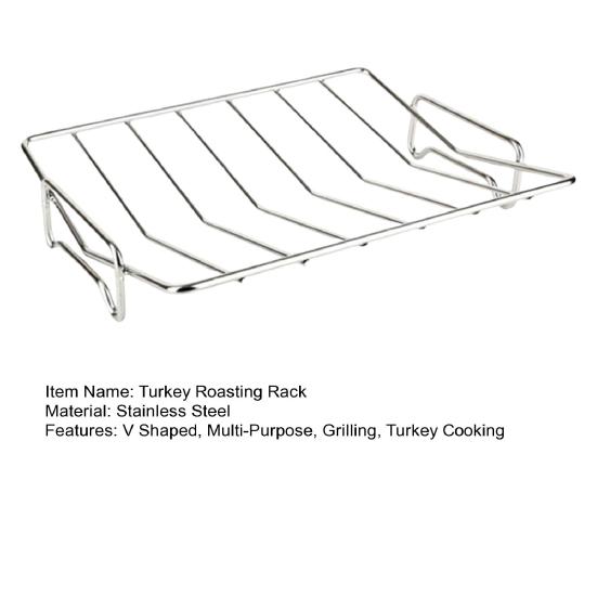 Paslanmaz Çelik Hindi Kızartma Rafı V Şeklinde Yapışmaz Pişirme Rafı Kızartma Tepsisi için Çift Amaçlı Barbekü Kaburga Izgara Rafı