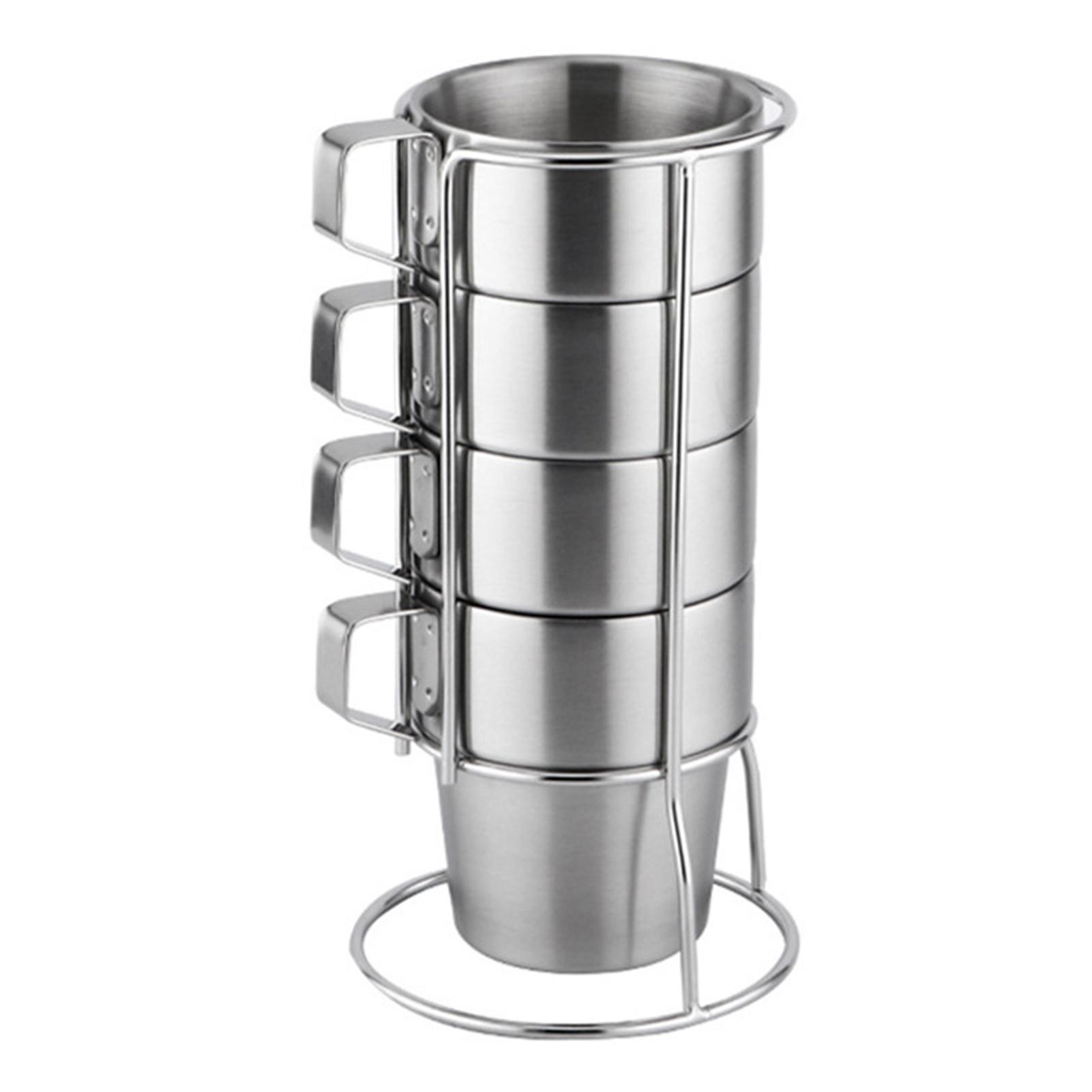

4 Pcs Stainless Steel Coffee Cup European Style Thickened Double Layer Stackable Stainless Steel Insulated Coffee Mug