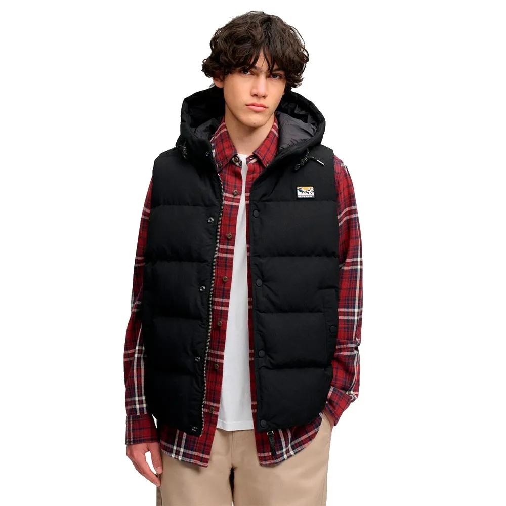 Superdry Herren Noir Daunenweste Mit Kapuze Everest - Bild 3