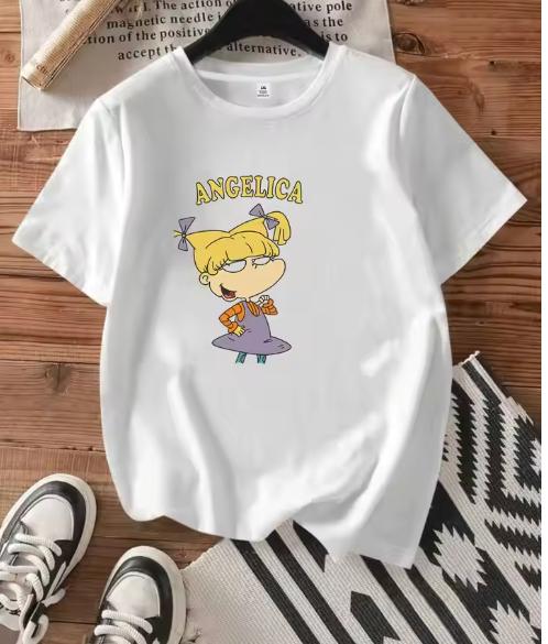 

Plus Size Womens Round Neck Short Sleeve Tshirt with Elastic Half Sleeves and Trendy Prints Aesthetic Clothes Harajuku S