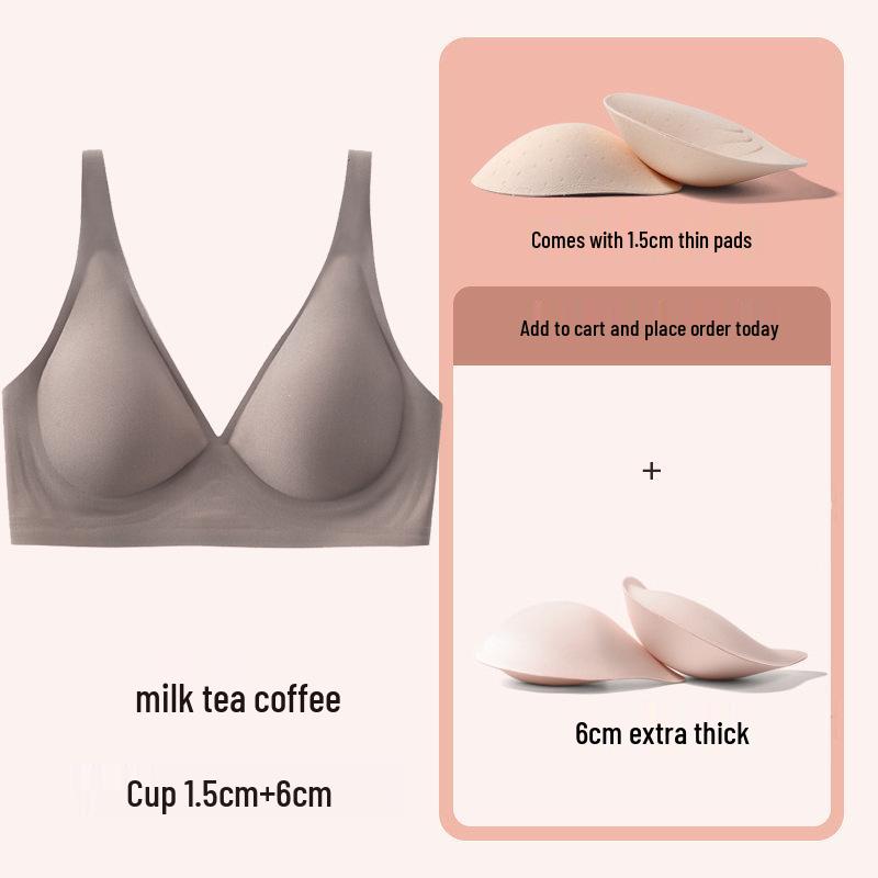 Nude Feel Seamless Korean Style Bra: Large Jelly Cups for Small Bust, Wire-Free, Thickened, Outer-Expanding Design XL [38/85ABC]