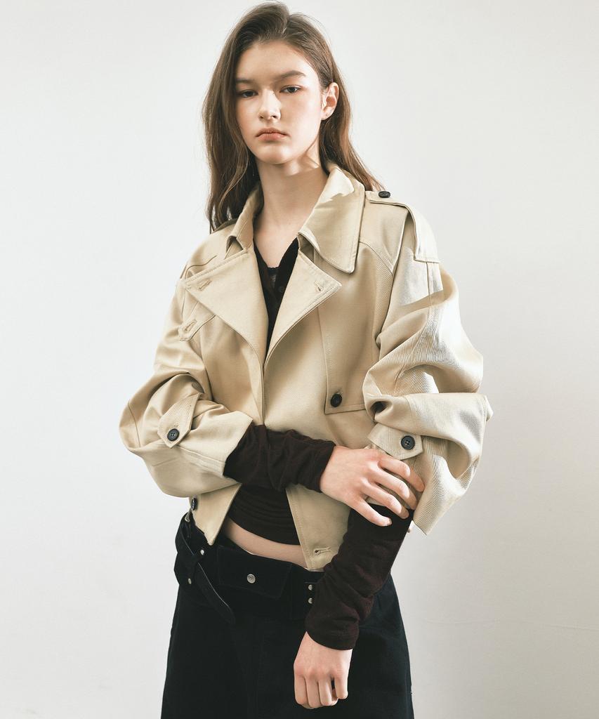 NICK&NICOLE Washed Cotton Trench Jacket_Beige
