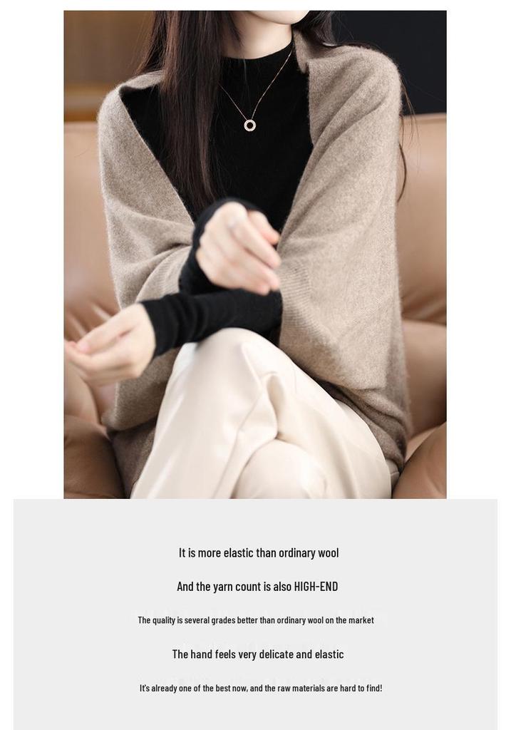 2023 Autumn/Winter Women's Batwing Sleeve Cashmere Shawl: Loose Knit Lazy Style Wool Coat & Multifunctional Scarf