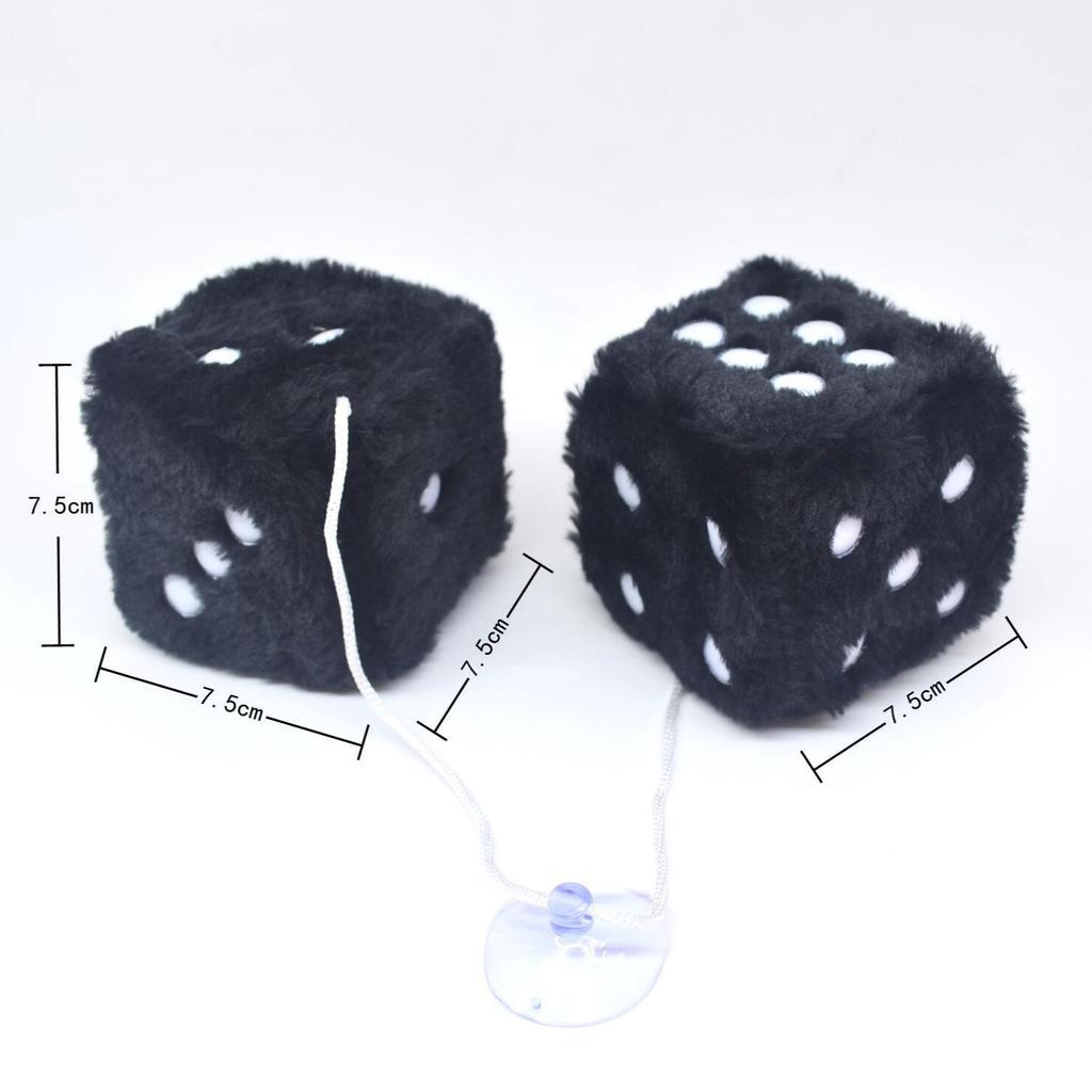 Long Hair Hot Stamping Dot Dice Plush Toy Cube Pendant Car Ornament Sieve Anime Car Decoration Accessories
