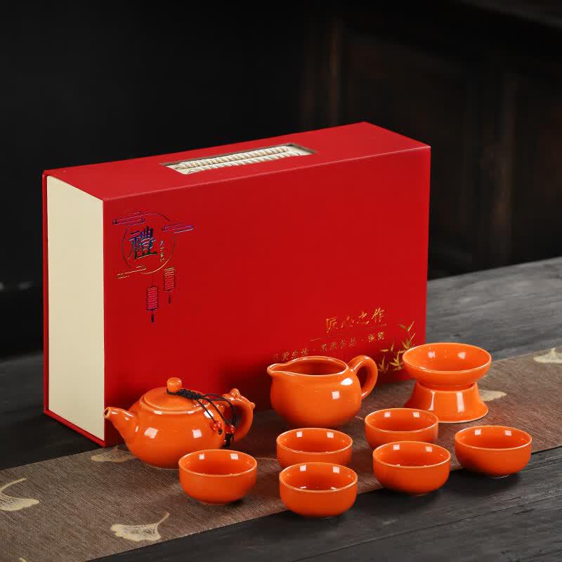 Retro Ceramic Kung Fu Tea Set Gift Box