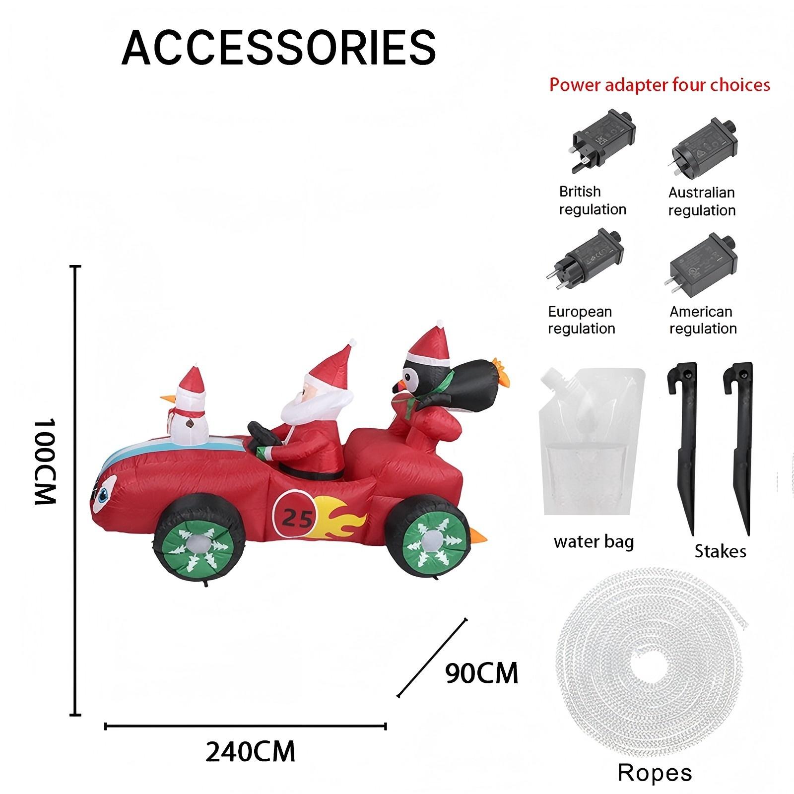 

7.87FT Inflatable Toy Santa Car Snowman Penguin with LED Light Xmas Yard Lawn Party Decoration Christmas Home Supplies Ornaments EU