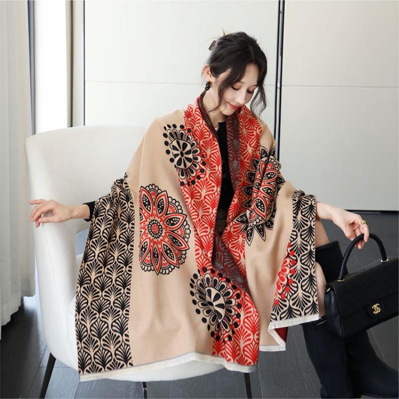 

Versatile scarf women s winter, autumn and winter new double-sided jacquard shawl warm and thickened scarf with high-end scarf 190cm