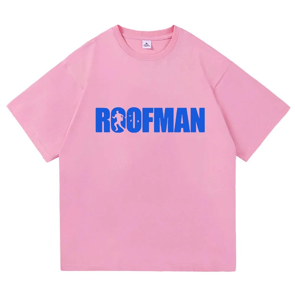 TV Roofman Letter Graphic Tshirts Short Sleeve Cotton Loose Male T-shirt Unisex Streetwear O-neck Fashion Casual Women T Shirt