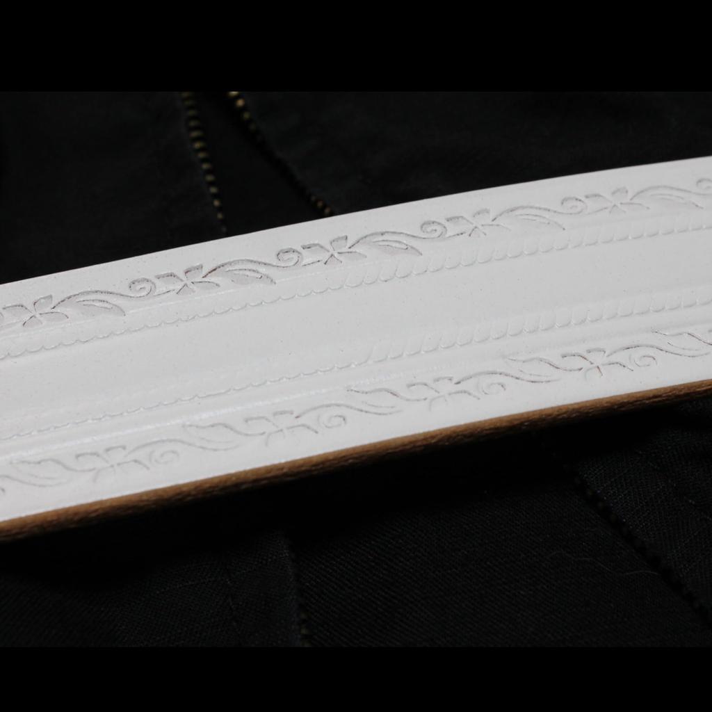 (Tochigi Leather) Tochigi Leather Belt for Men, Genuine Leather, Cowhide, Vegetable-Tanned Leather, Floral Pattern, Made with Tochigi Leather Co.,