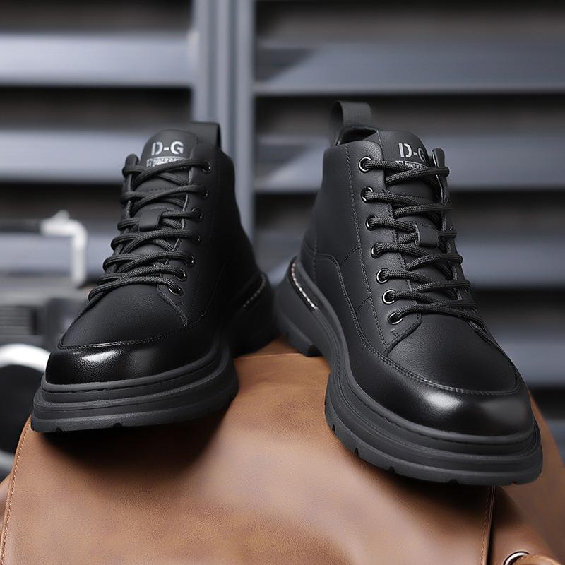 Mode Herbst Winter Kuhleder Britische Plateau Stiefel für Herren Neu Weichsohlige Lässige Designer Mode Outdoor Wandern Arbeitsstiefel Mann