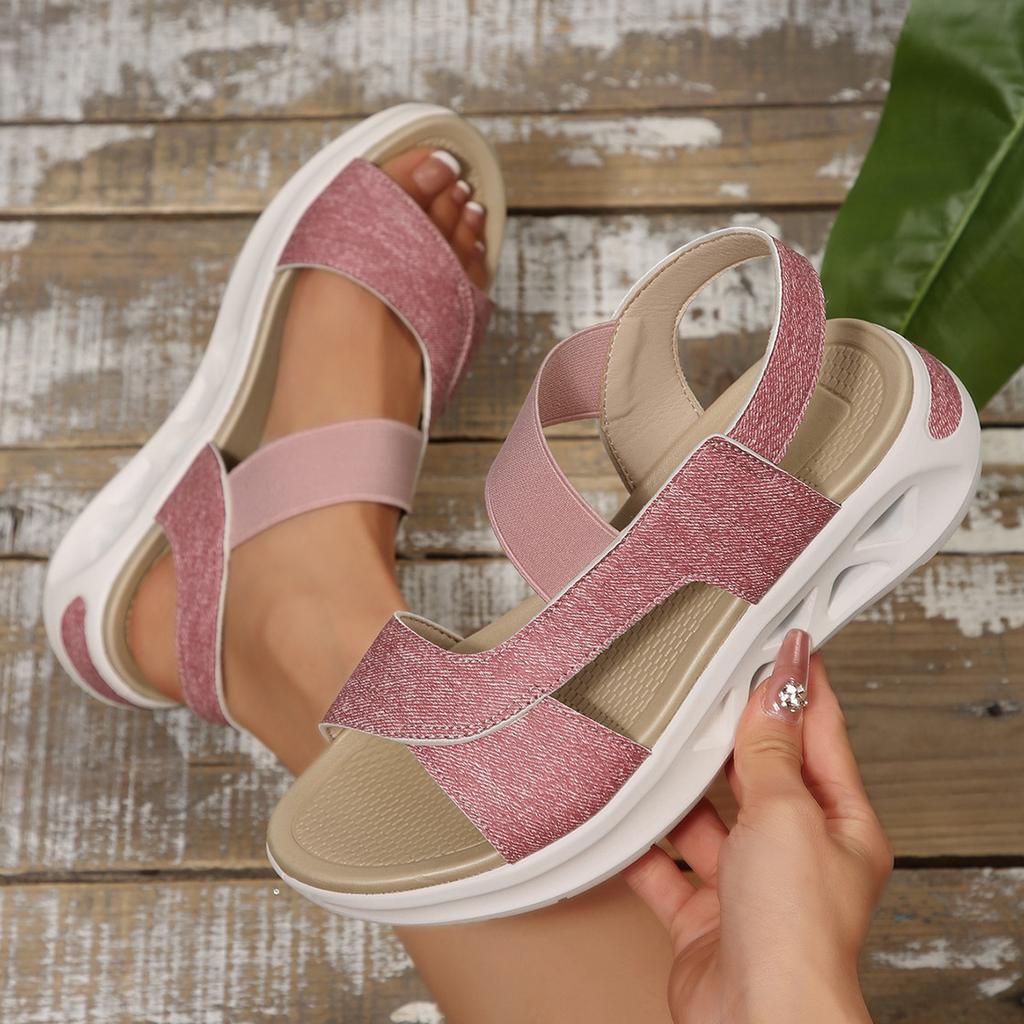 2025 foreign trade summer new women's platform sandals large size soft sole casual fish mouth platform beach sandals