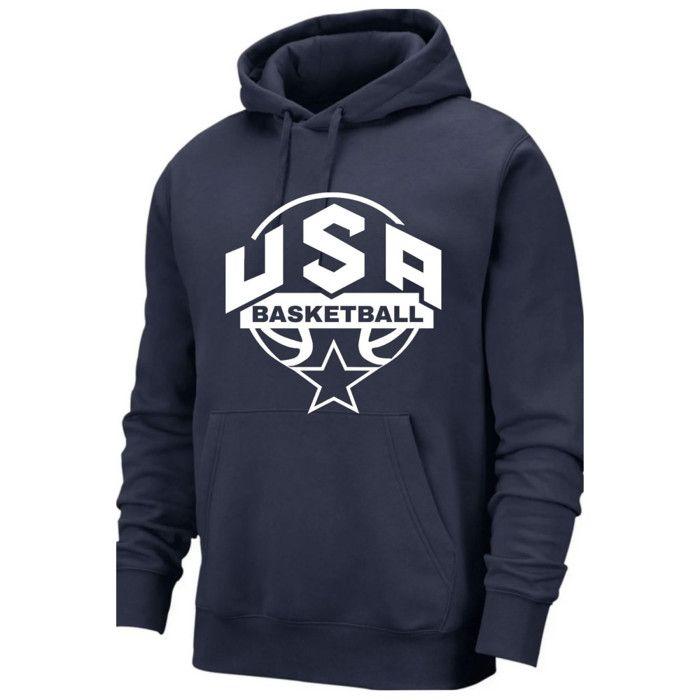 Sweat à capuche homme - NPZ - USA Basketball - Bleu marine - Poche kangourou - 60% coton/40% polyester recyclé