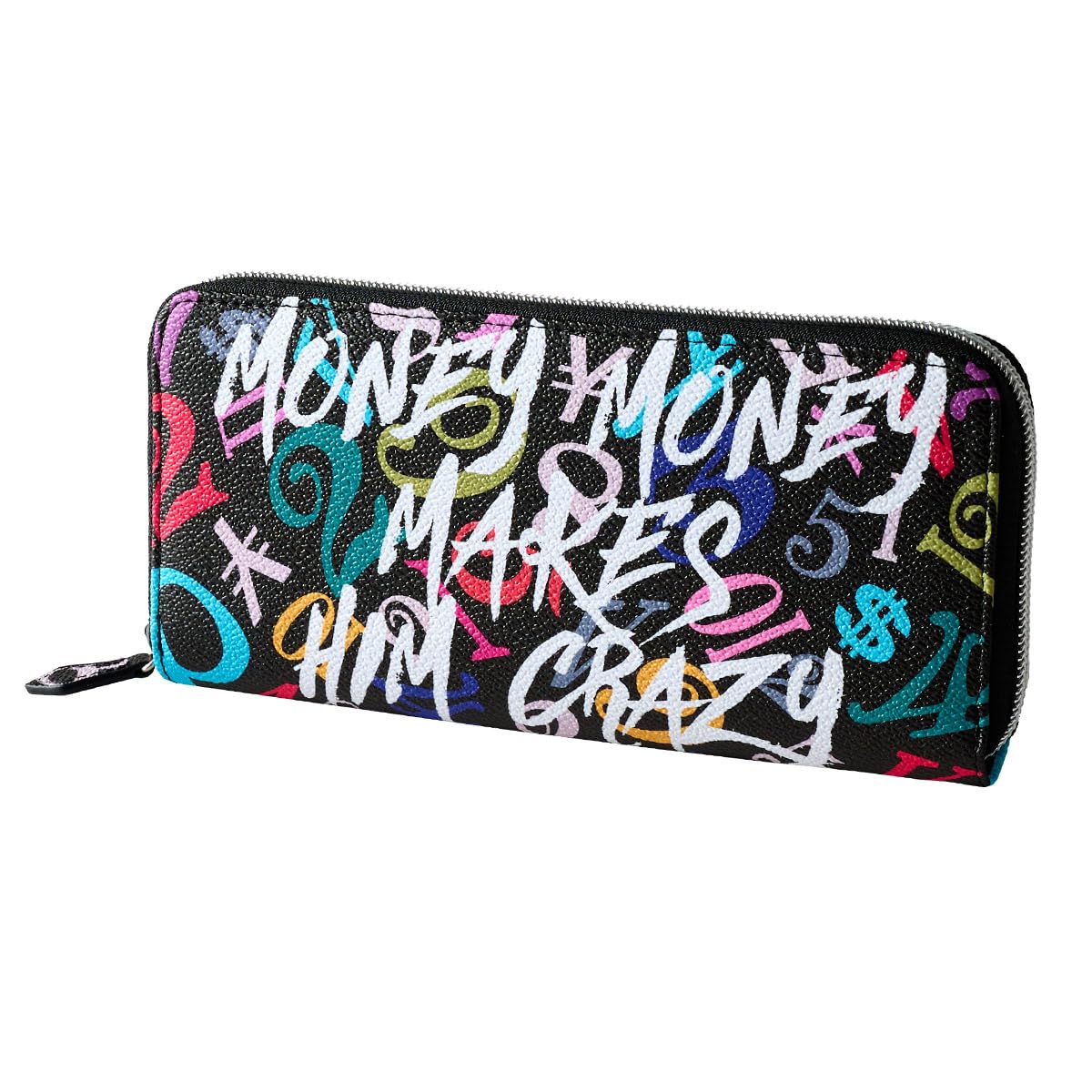 

Long Round Large Miraculous Wallet for Men and Women Rainbow [Frank Miura] Wallet, Zipper, Capacity, (Crazy Black)