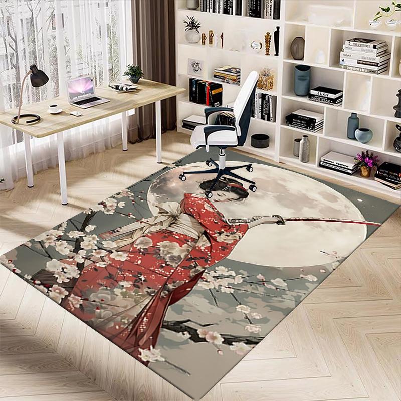1PC Kimono Flowers Carpet Ultra Soft, Thick & Absorbent, Non Slip Machine Washable Mat for Entryway