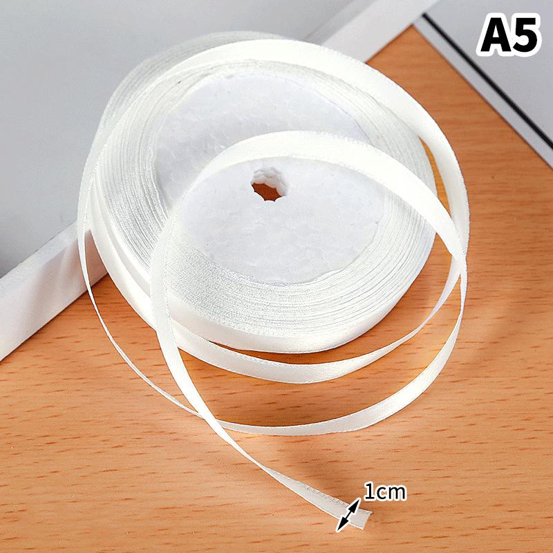 1Cm (25 Yards/Roll) Satin Flat Ribbon Roll Gift Flower Bouquet Packaging Wedding Birthday Ribbon Making Diy
