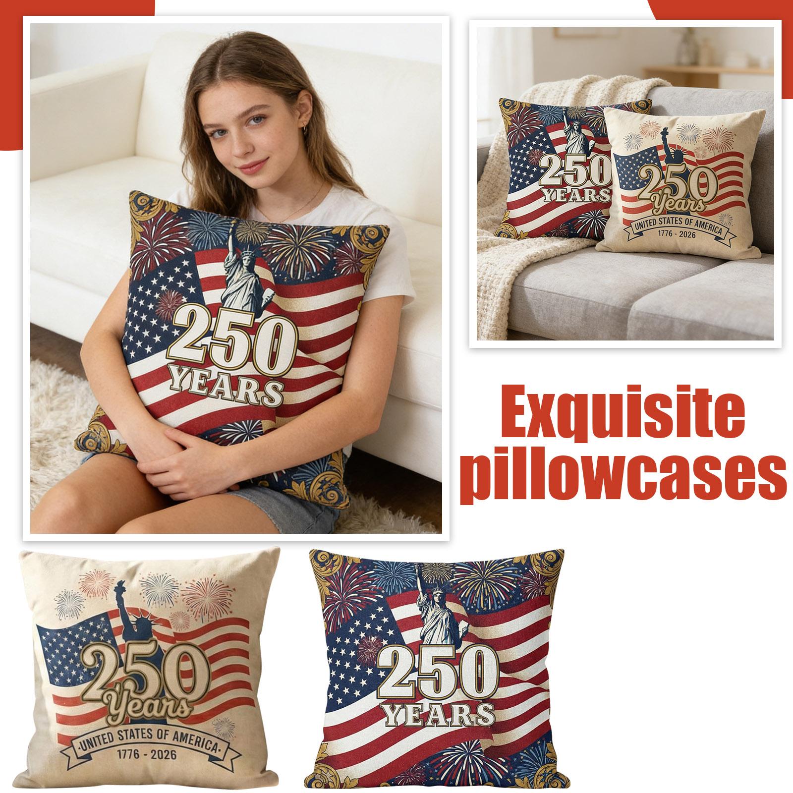 

250th Anniversary American Independence Day Pillow Cover, Home Decoration Cushion Cover One Size
