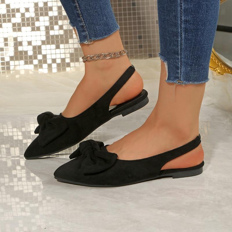 Fashion Flat Comfortable Single Shoes Women 2025 New Women Pointed Toe Shoes Rubber Sole Bow Sandals