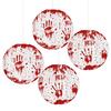 Halloween Blood Handprint Paper Lantern Spooky Hanging Round Lantern for Parties Haunted Houses Home Decoration