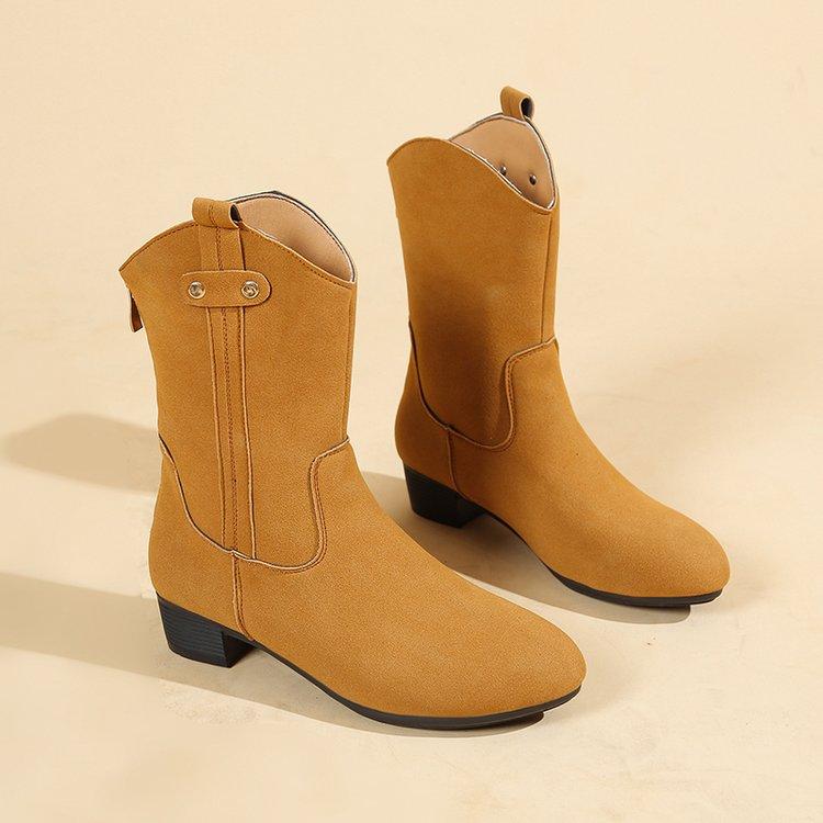 New Mid-calf Boots Women's Suede Top Zipper Western Boots Autumn/Winter Half Boot Women's Shoes