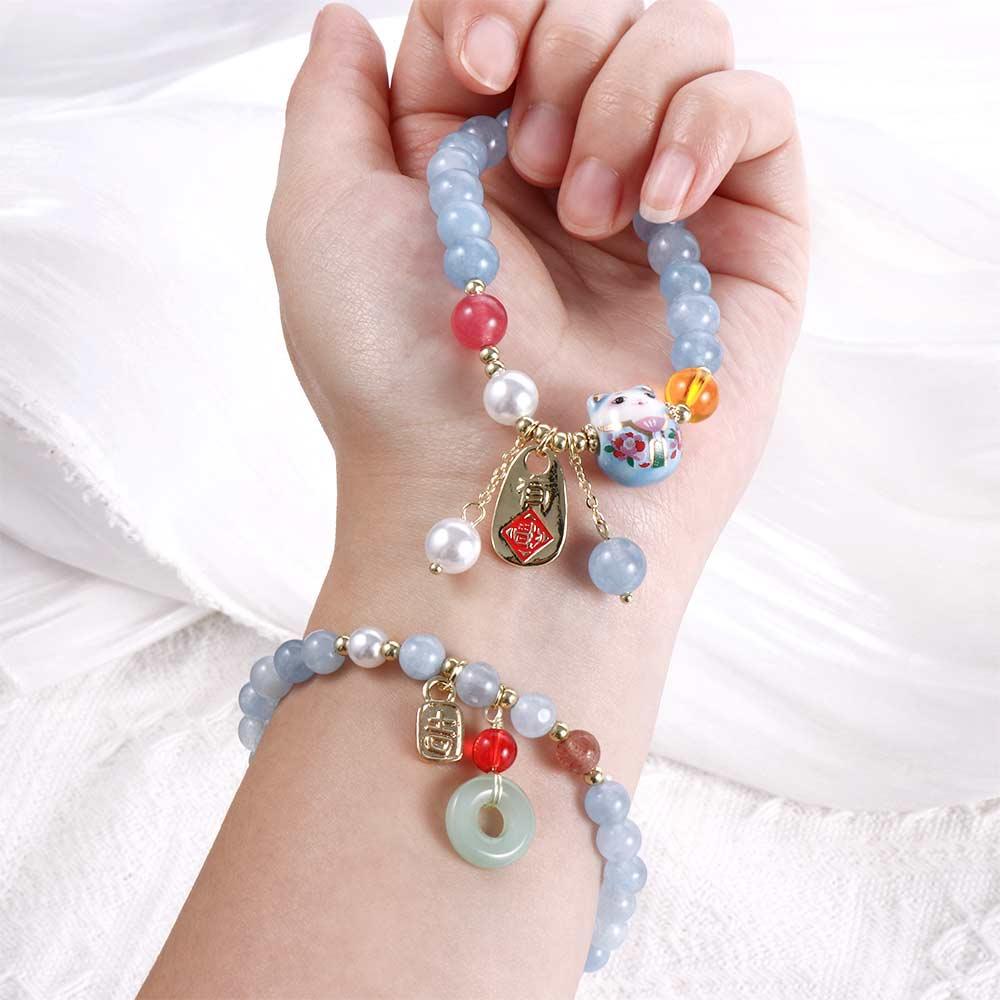 Bangles Blue Crystal Korean Style Bracelets Bead Bracelets Stone Bracelets Female Hand Chain