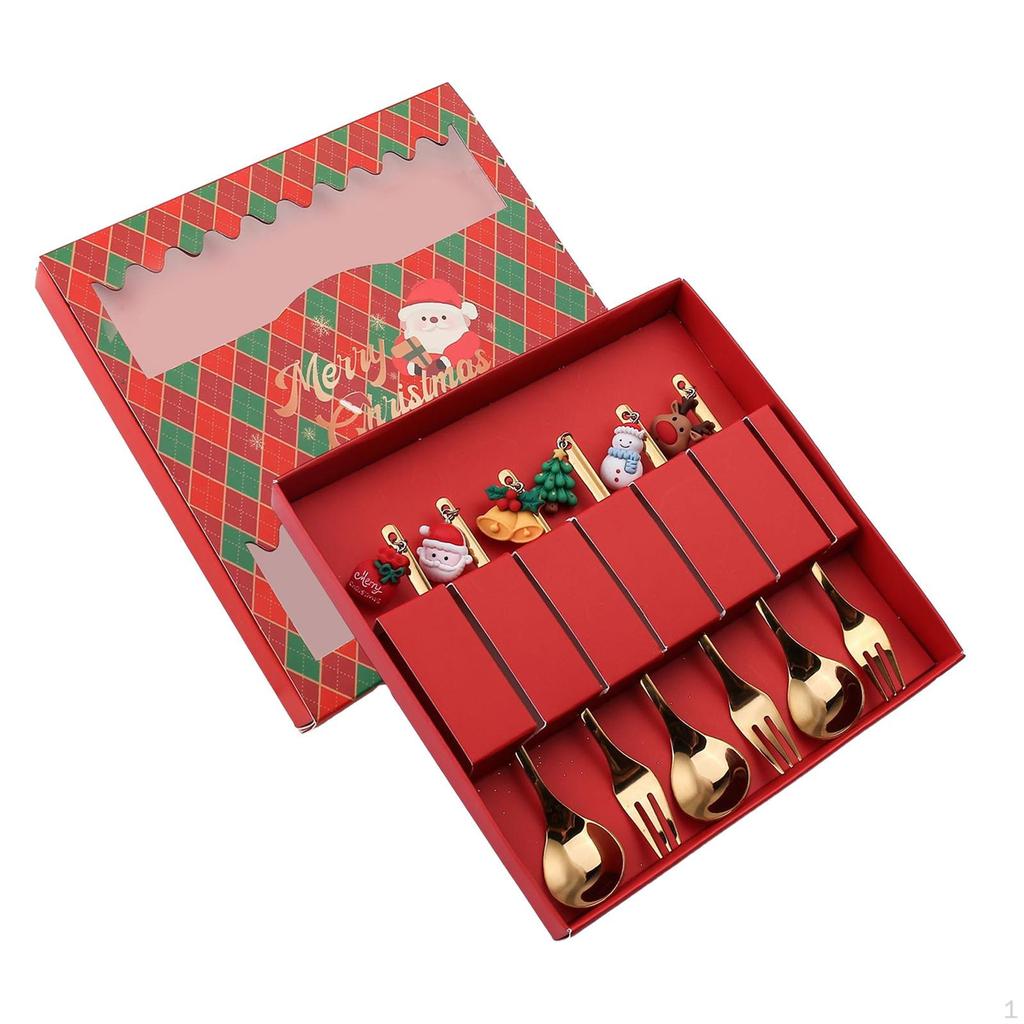Christmas Cutlery with Gift Box, Fork And Spoon Set, Multipurpose Tea Spoons,