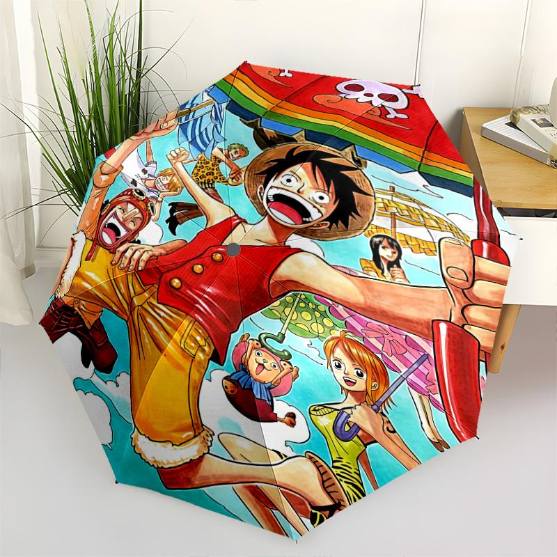1 PC Automatic Folding Umbrella - Monkey D Luffy Pattern Portable Foldable Design With 8 Ribs Christmas Birthday Gifts