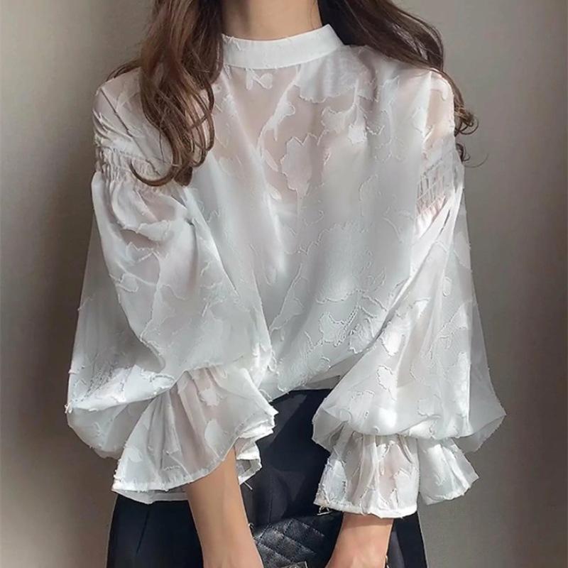 Spring Autumn Winter Long Sleeve Loose Double Sided Bottom Shirt Lace Top Shirt Blouses & Shirts