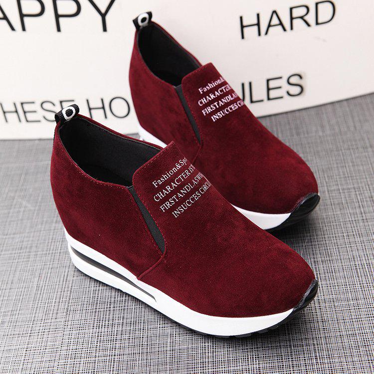 

Лоферы на танкетке в корейском стиле 2025 года - Женская удобная повседневная обувь, увеличивающая рост 38 вино красного