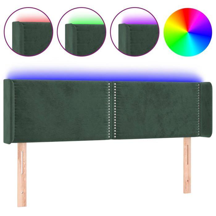 VidaXL Tête de Lit à LED Meuble de Chambre à Coucher Accessoire de Lit Double Tête de Cadre de Lit Intérieur Vert Foncé 3123147