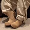 Women's Snow Boots 2026 Winter Comfortable Non Slip Outdoor Flat Ankle Boots Retro Suede Leather Cowboy Cotton Boots Botas