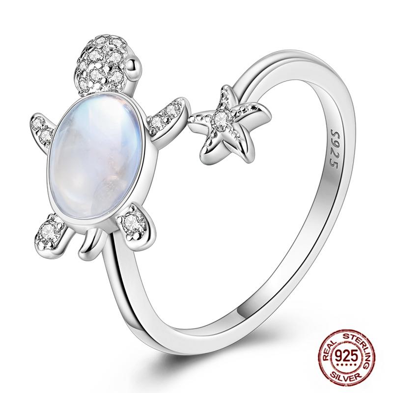 Free Size 925 Sterling Silver Ring Butterfly Sun Moon Sunflower Crystal Original Adjustable Rings for Women Wedding Jewelry Gift