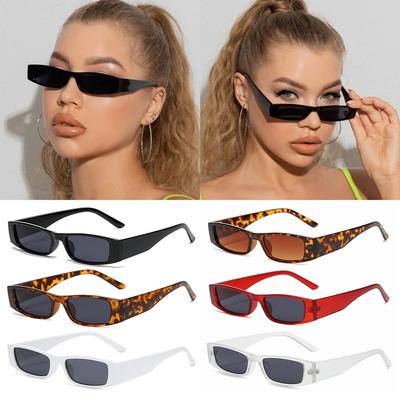 Women's Fashion UV400 Eyewear Retro Sun Glasses Small Frame Narrow Sunglasses Small Rectangle Sunglasses