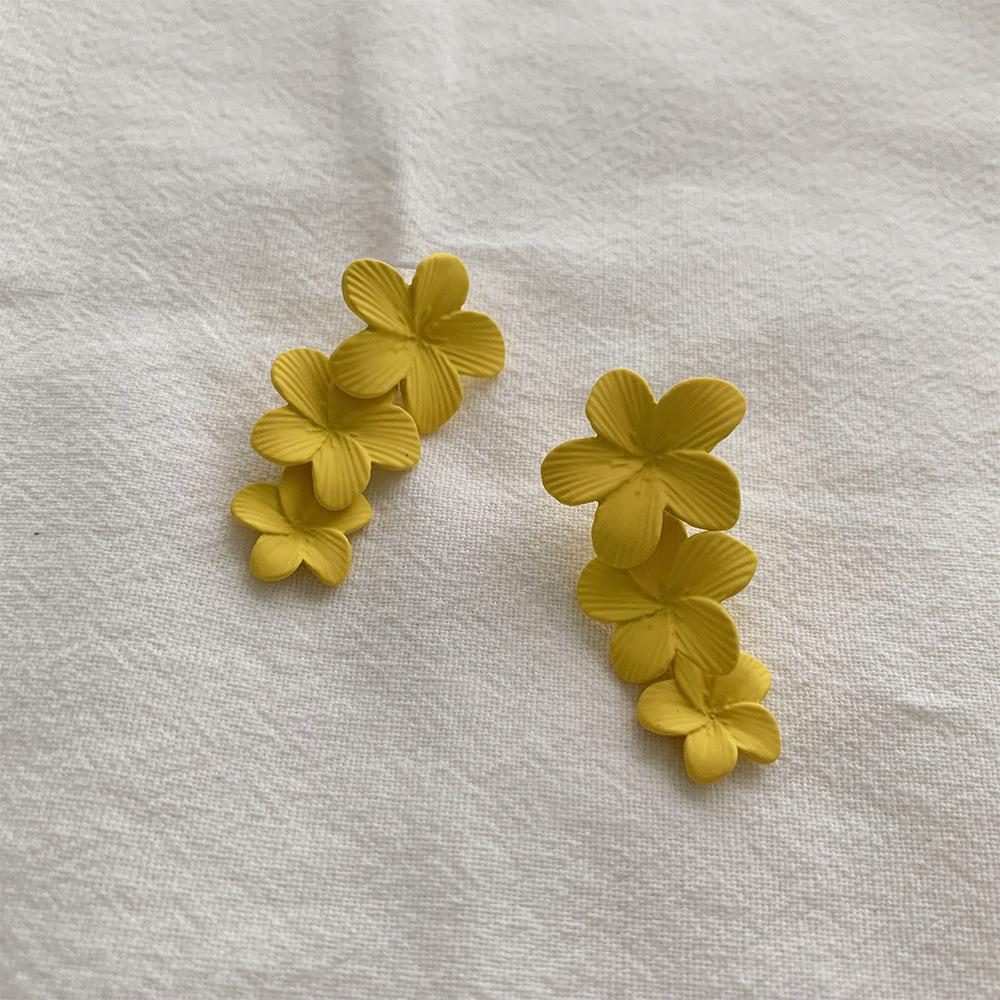 Women's 925 Silver Korean Dongdaemun Petal Dangle Earrings - Summer Flower Design, Trendy & Versatile Stud Earrings